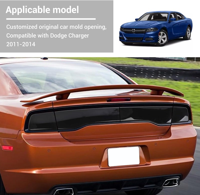 Hoolcar Tail Light Lamp Cover Guard Trim Bezel Frame Decor Exterior Accessories Compatible with 2011-2014 Dodge Charger, Smoked Black - Image 5